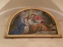 A painting of the Holy Family at the Church of St. Joseph in Beirut, Lebanon.